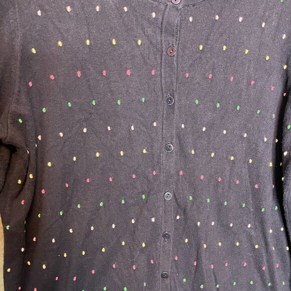 Talbots Women Colorful Clip Dot 3/4 Sleeve Lightweight Cardigan Sweater 1X Navy - Picture 4 of 9